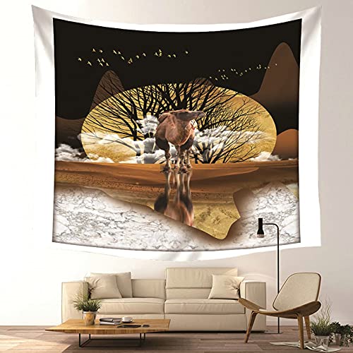 Tapiz de pared decorativo marrón y negro de 150x130 cm inspirado en el atardecer 4