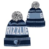 Outerstuff NBA Kids Youth 8-20 One Size Team Color Primary Logo Sports Tech Knit Cold Weather Basketball Pom Beanie Hat - Memphis Grizzlies - Navy