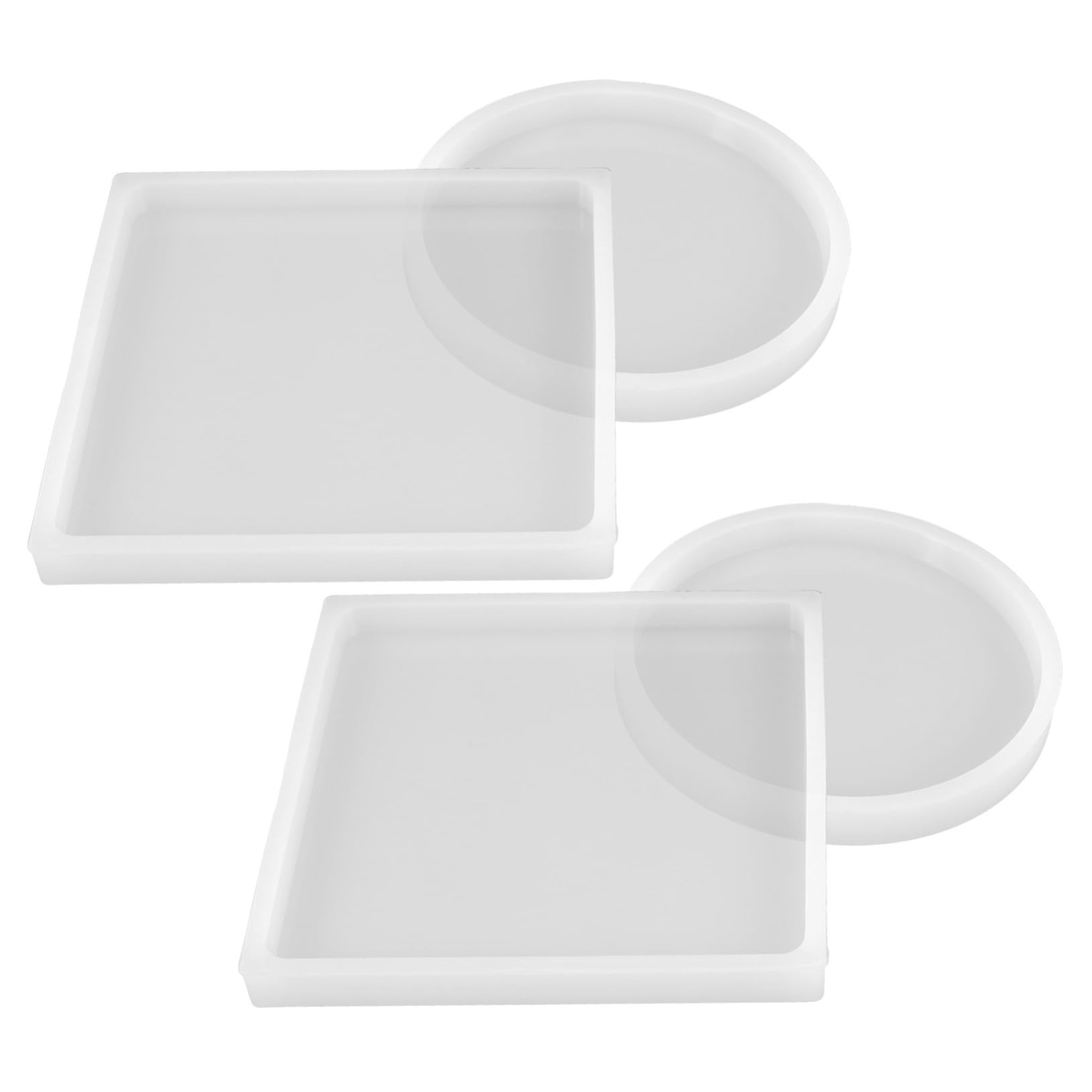 HOMSFOU 5 Sätze Harz Coaster Formen Cup Coaster Handwerk Untersetzer Formen Cup-pad-form Epoxy Coasters Formen Silikonformen Zum Basteln Untersetzerform Tassenform Kieselgel 4 Stücke * 5