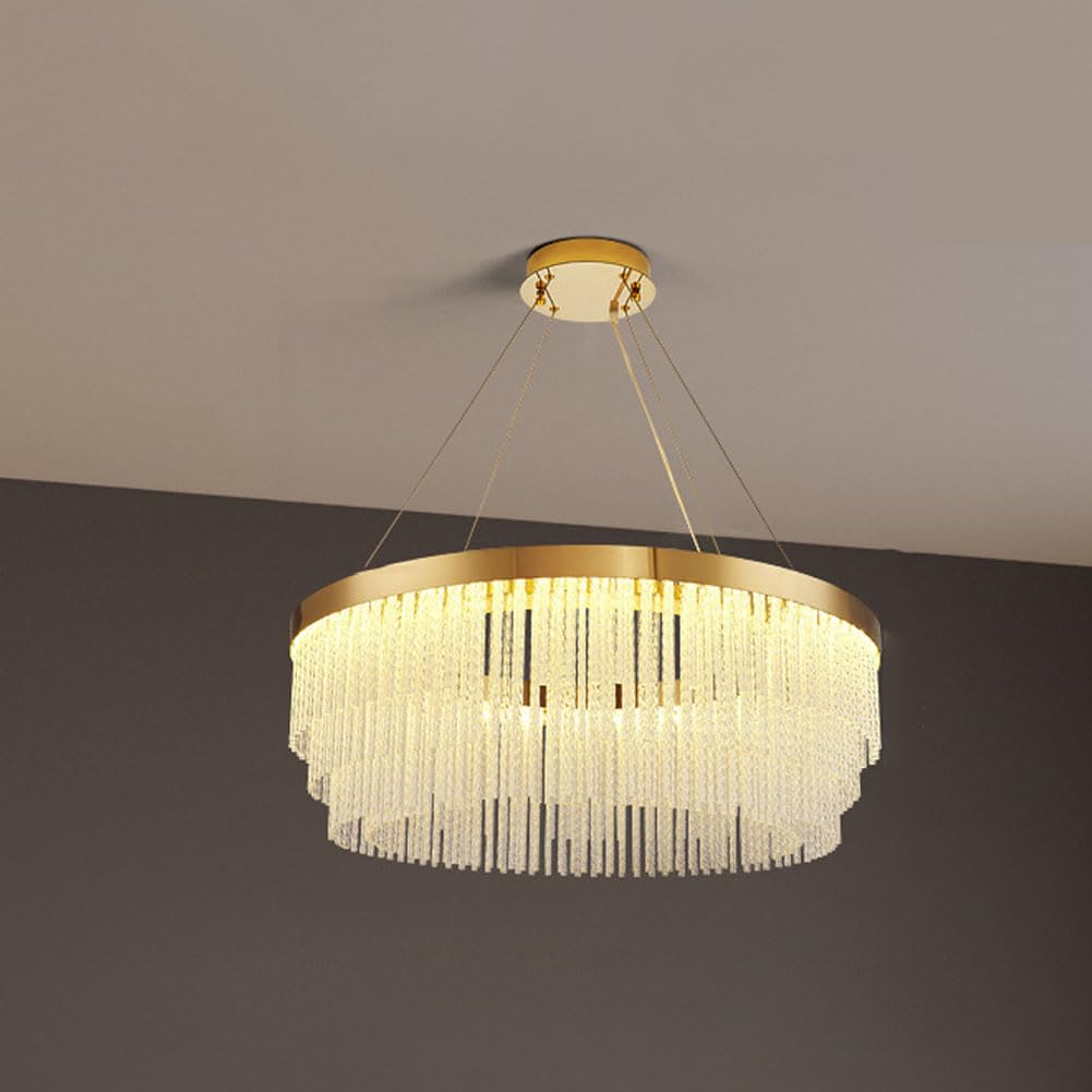 HXYSXHJUO Simple light luxury crystal chandelier, creative chain light, modern round for living room dining bedroom den,60cm