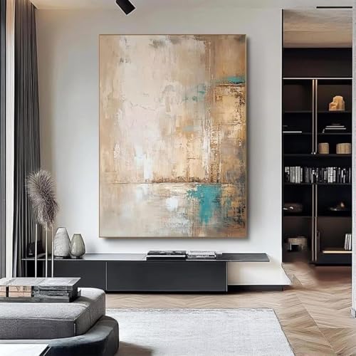 Impression sur toile encadrée salon peinture abstraite marron beige 40x65