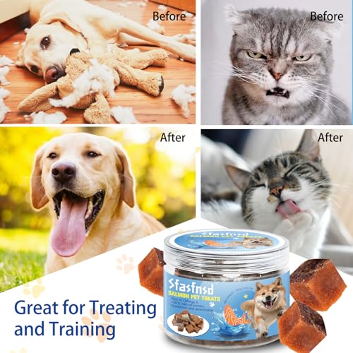 Lachs Hundeleckerlis,Hundetraining Leckerlis Belohnung, natürliche fettarme Lachssnacks für Hunde, reich an Omega 3, nahrhaft und Gute Absorption, gesunde Hundeleckerlis Hundesnack 100g