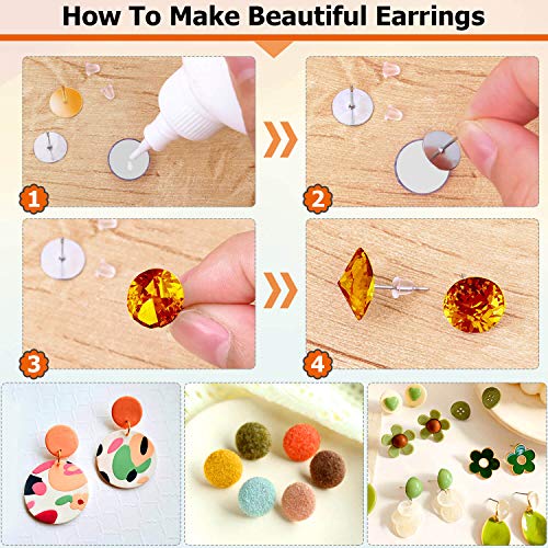 Hypoallergenic Earring Posts And Backs, Caffox 2000Pcs Stud Earring Making Kit With Earring Base And Earring Backs For Leather Stud, Clay, Pearl Jewelry Making (Gold & Silver) #TOP5