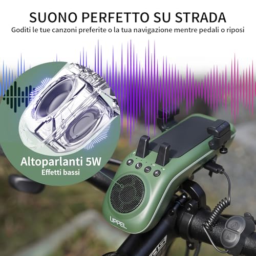 Sonnette de vélo et support téléphone avec phare rechargeable UPPEL - 2