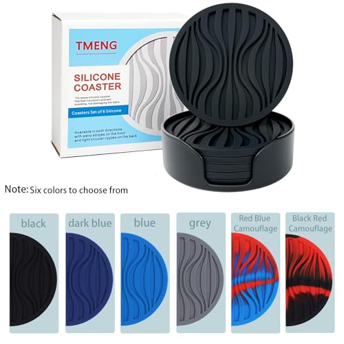 Silicone Coasters Set of 6, Thick Design (0.2inch/0.5cm) Round Mugs Cup Drinks Coasters, Coffee Pads Beer Bar Mat - Image 2