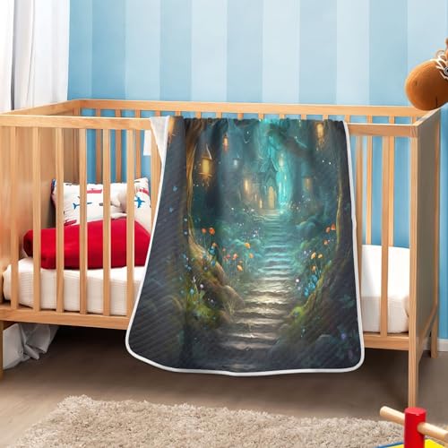 Image of Baby Blanket for Boys Girls - Fairy Fantasy Forest Blankets, Soft Breathable Nursery Bed Blankets 30 x 40 Inch