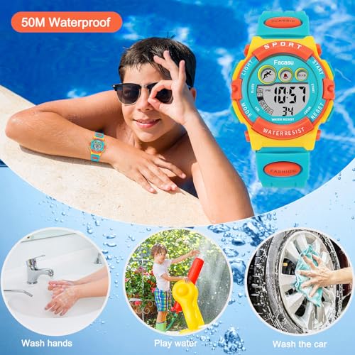 Image of Kids Watch Digital for Boys-Waterproof Kids Sports Watch with Light, Alarm&Snooze,Stopwatch Military Design Silicone Band Gift for Birthdays,Christmas Outdoor Activities(8+ Years)