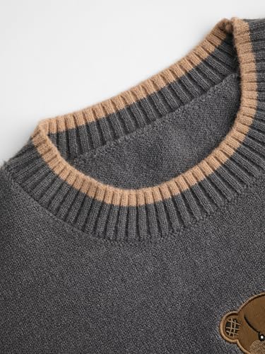 Image of CIDER Women's Fall Sweaters Long Sleeve Cute Sweaters Bear Graphic Crewneck Soft Knit Casual Cropped Pullover