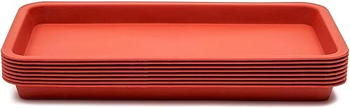 Miniatura 7 de Juvale Paquete de 8 bandejas de plástico para goteo, macetas, ollas, bandejas rectangulares para interiores y exteriores (rojo terracota, 6.5 x 12