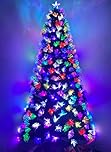 Asinse 6ft Fiber Optic Artificial Christmas Tree, LED Pre-Lit Xmas Tree with Topper and Multicolor Flower Lights, Automatic Colour Changing Tree, Holiday Home Xmas Decoration (6FT/180CM, Type 2)