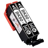 ICBK80L/ブラック×２本 増量版 [エプソン用] 新互換インクカートリッジ 残量表示付き (最新型ICチップ付き) 【A.I.S製品】