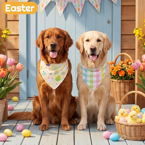4 Pcs Holiday Dog Bandanas Easter 4th of July Valentine's Day Dog Bandanas Triangle Scarf Pet Bibs Handkerchief for Large Dogs Festival Costume - Image 7