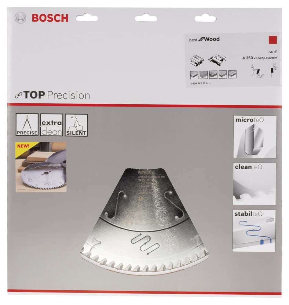 BOSCH Kreissägeblatt Top Precision Best für Wood, 350 x 30 x 3,5 mm, 84, 2608642121