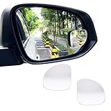Blind Spot Car Mirror, 360 Degree Blind Spot Mirrors 2' Round HD Glass Frameless Convex Rear View Mirrors Exterior Accessories with Cars SUVs Trucks Trailers Motorcycles RVs Boats, 2 Pack (Fan-shaped)