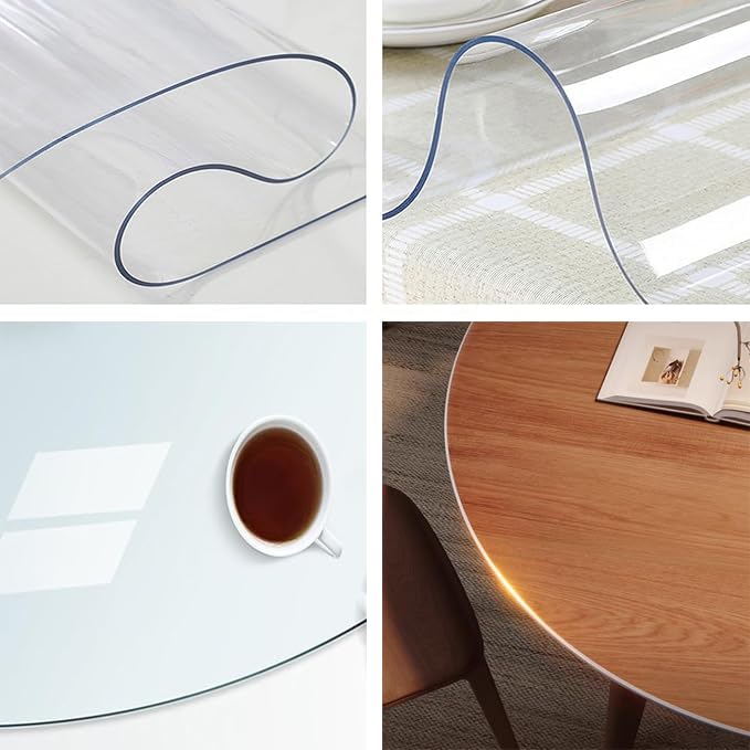 Nappe de table ronde 110 cm transparente pour repas de famille en cuisine