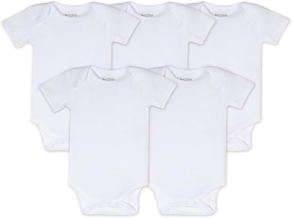 Burt's Bees 嬰兒 Bodysuits, Short Sleeve 與 Long Sleeve One-Pieces, 100% 有機 棉, 包裝 的 5