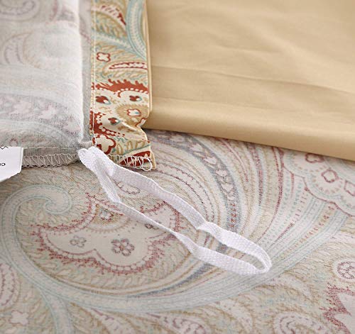 USTIDE 3-Piece Paisley Gold Duvet Cover Pillowcase Set Bedding Super Soft Egyptian Cotton Quilt Cover Bedding Bedroom Superking Size - Image 7