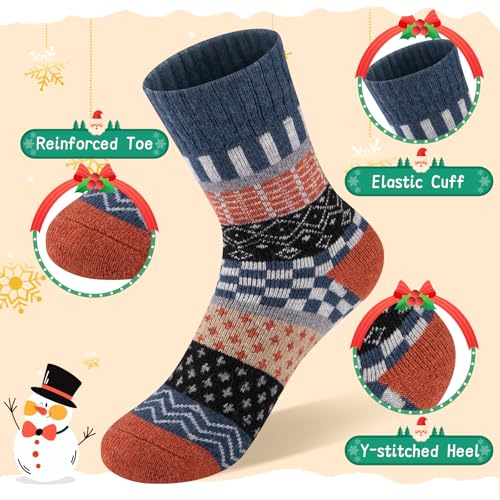 Comfoex Kids Wool Winter Socks - Warm Thermal Cozy Soft Thick Crew Socks 4-10 Years Old for Boys & Girls - 6 Pairs3