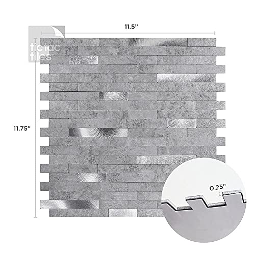 Tic Tac Tiles Peel And Stick Self Adhesive Removable Stick On Kitchen Backsplash Bathroom Metallic Tiles (Silver Grey, 12) #TOP1