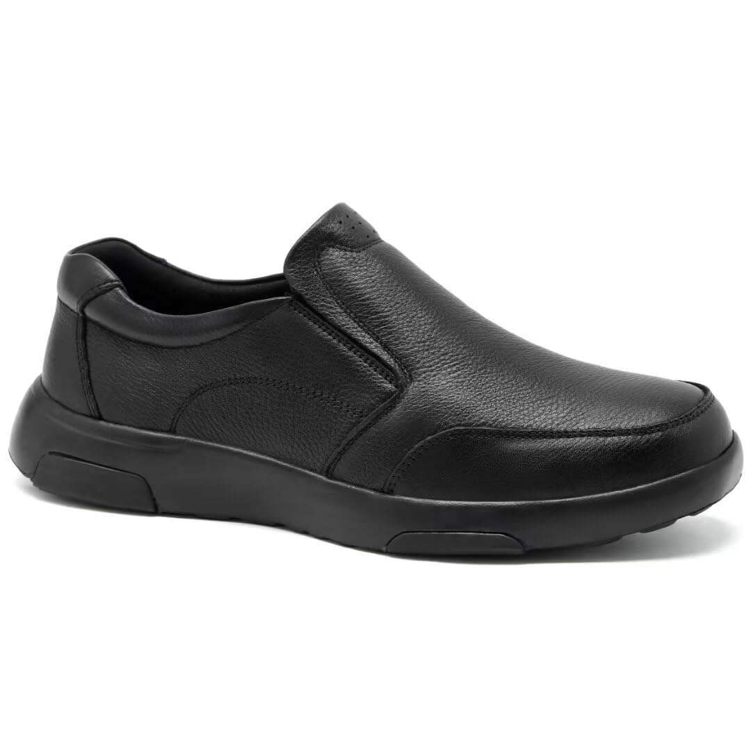OrthoComfoot Mens Orthopedic Leather Dress Walking Shoes Comfortable Plantar Fasciitis Oxfords with Arch Support Business Diabetic Slip-On Loafers