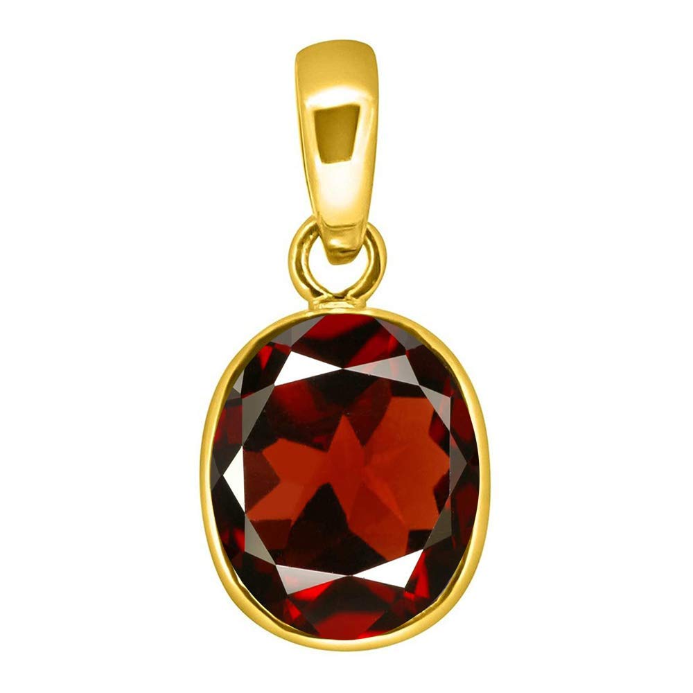 Akshita gems 7.25 Ratti 6.47 Carat Hessonite Garnet Stone Ashtdhatu Gold Plated Pendant Original and Certified by WTGTL Natural Gomed Gemstone Unheated and Untreated for Astrological Purpose