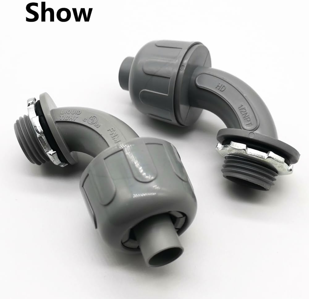 10 Pcs 90° NLTC90-100 1" Liquid Tight Conduit Connectors PVC Flexible Conduit Fittings for Outdoor Electrical Boxes, Marine Equipment, Motors and Controls and More