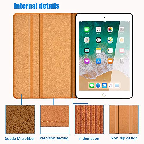 Gexmil For Ipad 9.7 Inch 2018/2017 Case, Applies Cowhide Folio Cover For Ipad 6Th Gen / 5Th Gen Genuine Leather Case Also Applies To Ipad Air 2 / Ipad Air (Pattern-Brown) #TOP4