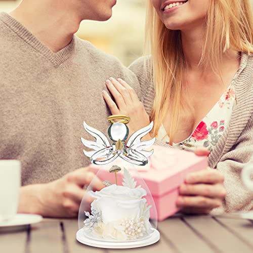 White Christmas Rose Flower in Glass Angel Figurines, Birthday Xmas Gifts for Women, Rose Flowers Angels Gifts for Women, Idea for Mom Her, Best Friend Roses Gifts for Women