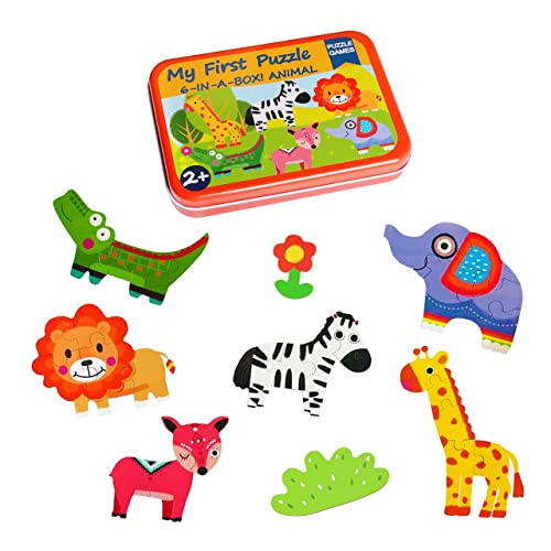 Beks Toys Baby Puzzles – Cute Animals Puzzle In Tin Box Engaging And Simple For 1+ Year Old My First Set With 5 Jigsaws Fun Colorful Design - Jigsaw Babies #TOP22