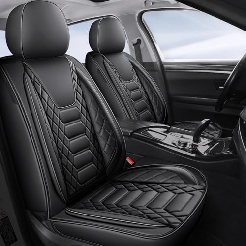 Image of FREESOO Universal Car Seat Covers Full Set Faux Leather Black