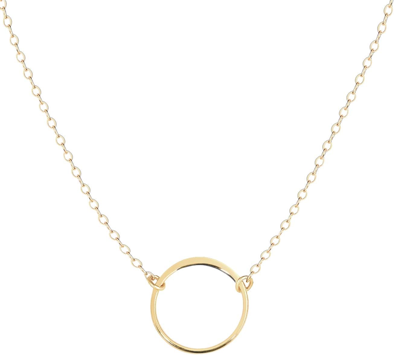 Wild Moonstone Karma Open Circle Necklace, Dainty 14k Gold Filled, Won't Fade