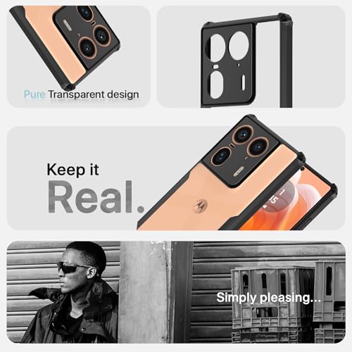 Image of Pikkme Moto Edge 50 Ultra 5G Back Cover | Crystal Clear Transparent Back | Ultra Hyrbid | Full Camera Protection | Raised Edge | Bumper Back Case (Black)