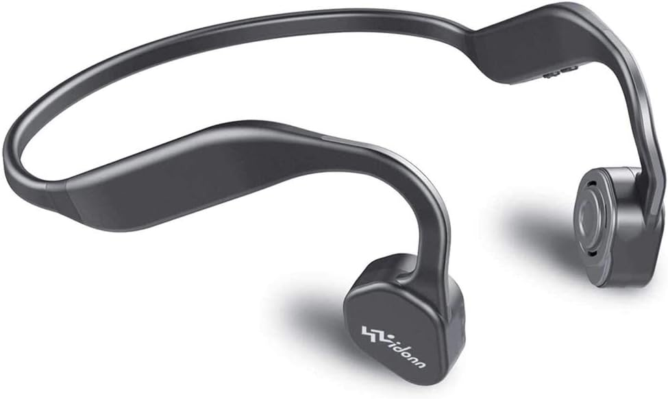 Vidonn F1( Grey )Titanium Open-Ear Headphones (Bone Conduction Technology), Wireless with Bluetooth and Mic for Running Cycling Hiking
