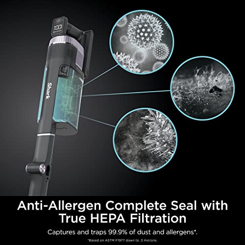 Shark Stratos Cordless Vacuum with Clean Sense IQ and Odour Neutralizer, DuoClean Powerfins HairPro, Includes Duster Crevice Tool & Anti-Allergen Brush, Up to 60 Minute Runtime, Ash Purple, IZ862HC by Shark - Image 5