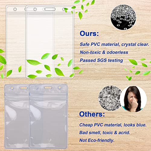 6 Pack Extra Thick Id Badge Holder - Vertical Clear Id Holder For Lanyard - Id Card Holder With Waterproof Resealable Zip - Name Tag Holder For Nurses, Office And School #TOP1