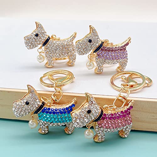 Swjewel Rhinestone Keychain Dog Cute Sparkly Crystal Bling Puppy Keychain Car Keys Ring Accessories For Women Girl Handbag Purse Backpack Pendant Charms-Blue #TOP7