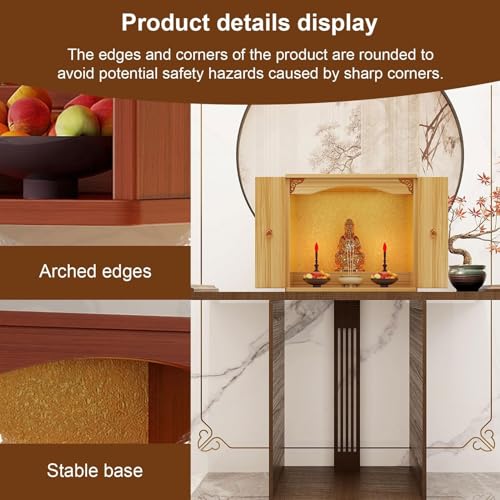 Altar de santuario de Buda flotante, mueble de madera blanco con puerta 6