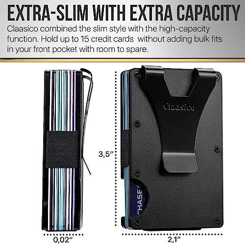 Classico Slim Wallet with Airtag Holder - RFID Blocking, Minimalist Metal Wallet for Men (Black)4