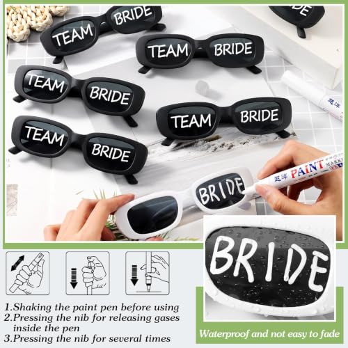 Image of Flutesan Personalized Rectangle Sunglasses with Marker Pens for Adult DIY Custom Birthday Wedding