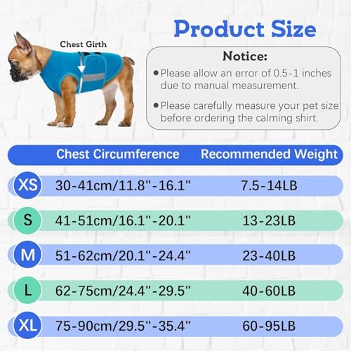 Image of MIGOHI Dog Anxiety Relief Coat,Comfort Anxiety Vest for Dogs,Adjustable Dog Anxiety Calming Wrap for Fireworks,Travel,Separation,Anxiety Jacket for Small Dogs,S,Blue