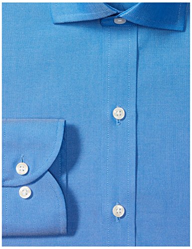 Amazon Brand - Buttoned Down Men's Slim-Fit Spread Collar Pinpoint Non-Iron Dress Shirt, French Blue, 17