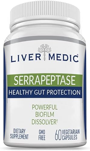 Serrapeptase Pure Digestive Enzymes (revestimiento entérico) - Protección intestinal saludable premium y apoyo hepático - Suplemento hepático vegano