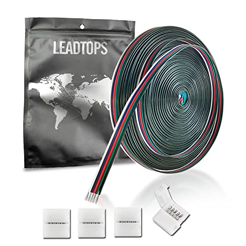 LEADTOPS 10M RGBW 5pin Cavo Elettrico di Prolunga Calibro 22 5 Core con Connettori per Striscia a LED RGBW, Luci a Nastro, Lampada