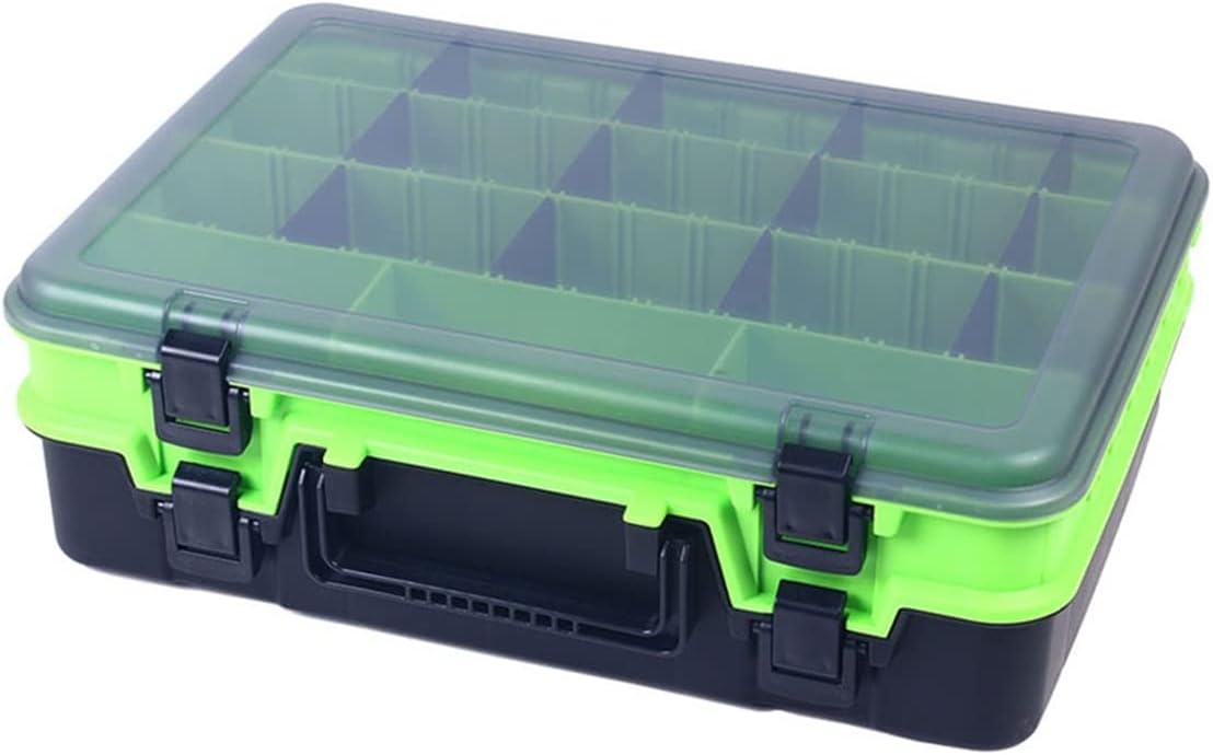 Fishing Gear Storage Box, Portable Bait Double-Layer Multi-Compartment Tool Suitable for Sea and Boat