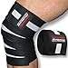 Kniebandagen zum Wickeln Medium [2er Set] (+ Trainingspläne) V2 verbesserte Version, elastische Knee Wraps mit Klettverschluss - für Bodybuilding, Kraftsport, für Frauen & Männer