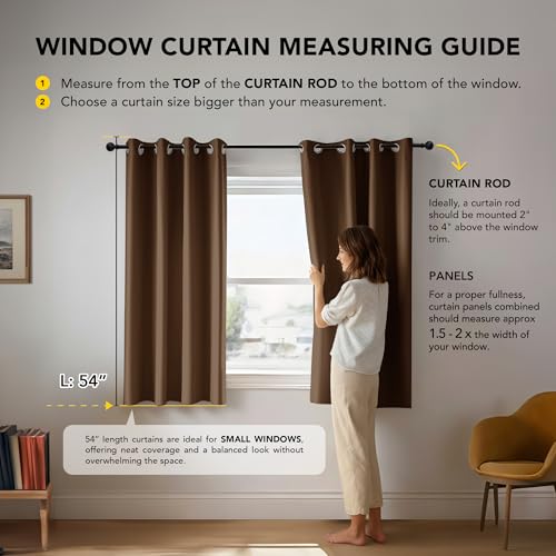 Image of Deconovo Thermal Curtain Heat Protection Opaque with Eyelets Brown