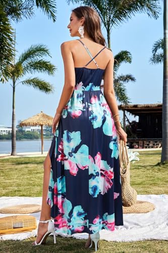 Image of II ININ Women's 2024 Summer Beach Wedding Guest Dresses V Neck Spaghetti Strap Hawaiian Vacation Long Maxi Dress