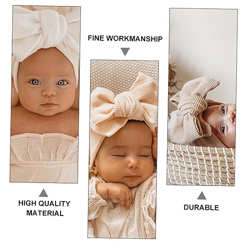Vaguelly 2Pcs Hair Bow Headbands Elastic Hairbands with Large Butterfly Knot Soft Waffle Knit Comfortable Fit for Newborn for Birthday Shower Family Photos3