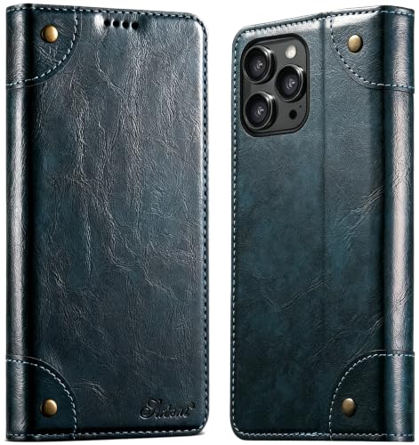 SINIANL for iPhone 15 Pro Wallet Case with Card Holder, Blue