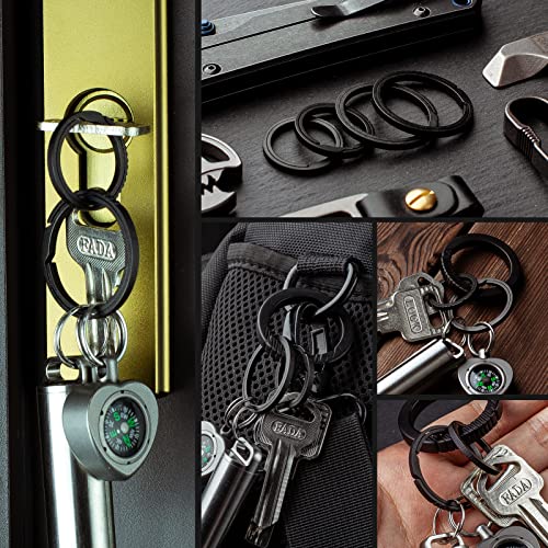 Image of TISUR Titanium Keychain Rings, Split Side Pushing Key Rings Heavy Duty Black Key Ring For Key Chain Carabiner Dog Tag Ring